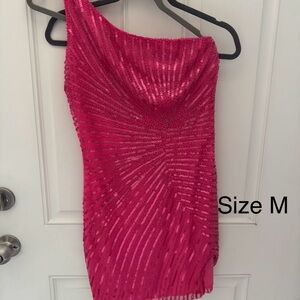 Pink One-Shoulder Dress